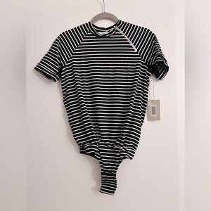 Free Rein Equestrian Top Bodysuits Black & White Stripe XS Never Worn with Tag